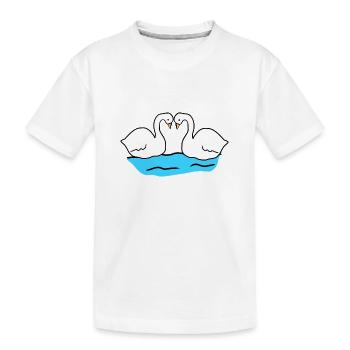Swan Swans Animal Symbol Animals Love Couple - Kids' Premium Organic T-Shirt - white - Front