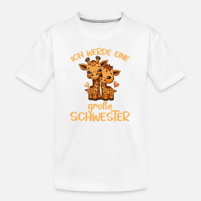 Ich werde eine große Schwester Giraffe Giraffen - Kinder Premium Bio T-Shirt - Weiß