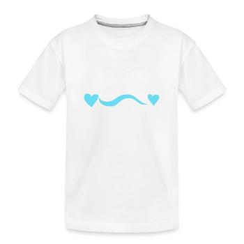 blaue linie zwei herzen rosa herz - Kinder Premium Bio T-Shirt - Weiß - Vorne