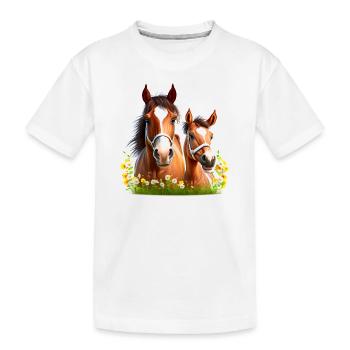 Chemise cheval Cheval Saule Fleurs Poulain Fille - T-shirt bio Premium Enfant - blanc - Devant