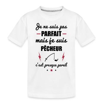 pas parfait mais pêcheur, cadeau pêche - T-shirt bio Premium Enfant - blanc - Devant