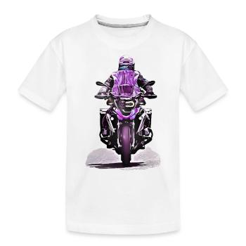 GS motorcyclist purple - Kids' Premium Organic T-Shirt - white - Front