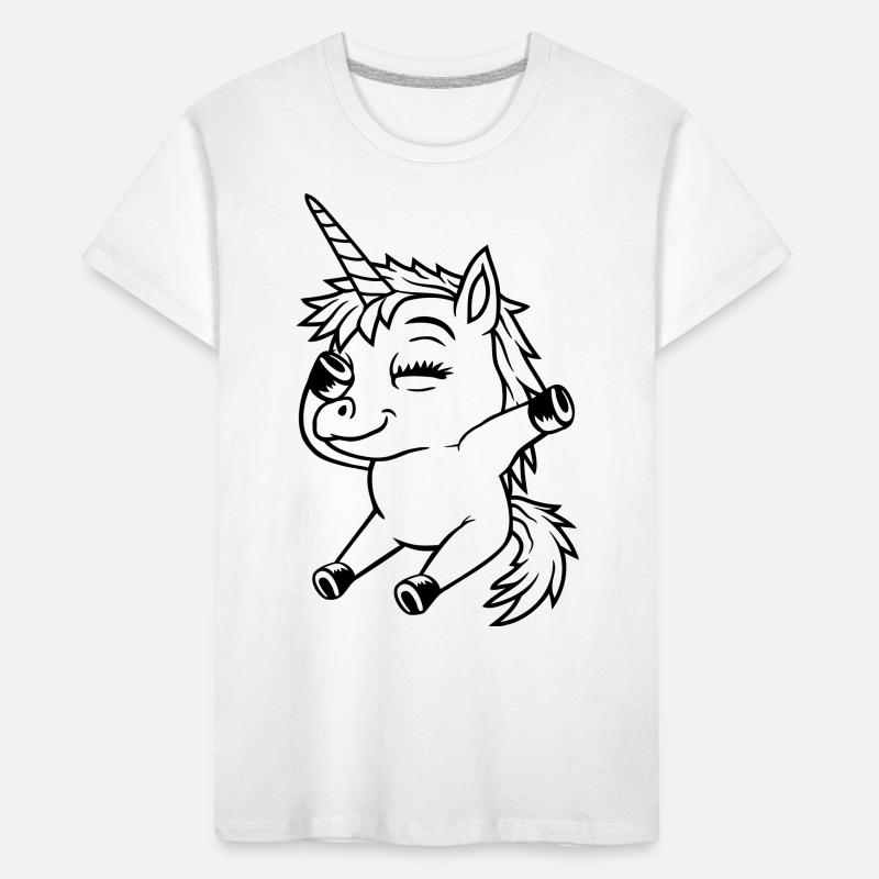 Sitzendes Dabbing Einhorn Mädchen Kinder Premium Bio T-Shirt