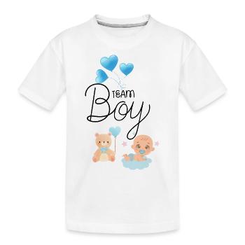 Team boy Gender Reveal Party Shirts - Kinder Premium Bio T-Shirt - Weiß - Vorne
