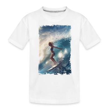 Surfing Woman avec Summer Vibes Surf Vintage Style - T-shirt bio Premium Enfant - blanc - Devant