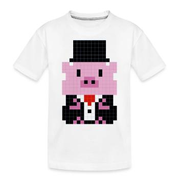Un petit cochon en costume pixélisé - T-shirt bio Premium Enfant - blanc - Devant