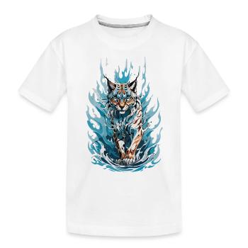 Majestätischer Luchs in blauen Flammen - Kinder Premium Bio T-Shirt - Weiß - Vorne