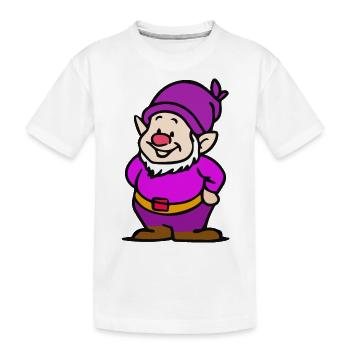 Zwerg mit lila Mütze - Kinder Premium Bio T-Shirt - Weiß - Vorne
