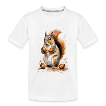 Écureuil au gland - Délice d’automne - T-shirt bio Premium Enfant - blanc - Devant