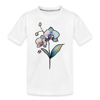 Orchidee - Kinder Premium Bio T-Shirt - Weiß - Vorne