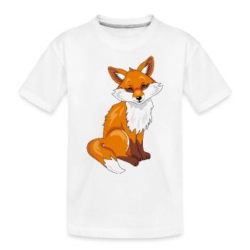 Sitting cute shy fox - Kids' Premium Organic T-Shirt - white - Front