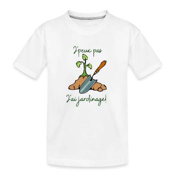 Je peux pas j'ai jardinage - T-shirt bio Premium Enfant - blanc - Devant