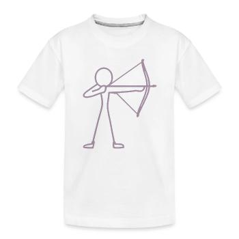 Strichmännchen Bogen Bogenschießen Bogenschütze - Kinder Premium Bio T-Shirt - Weiß - Vorne