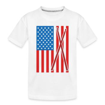 Patriotischer US Drummer - Kinder Premium Bio T-Shirt - Weiß - Vorne