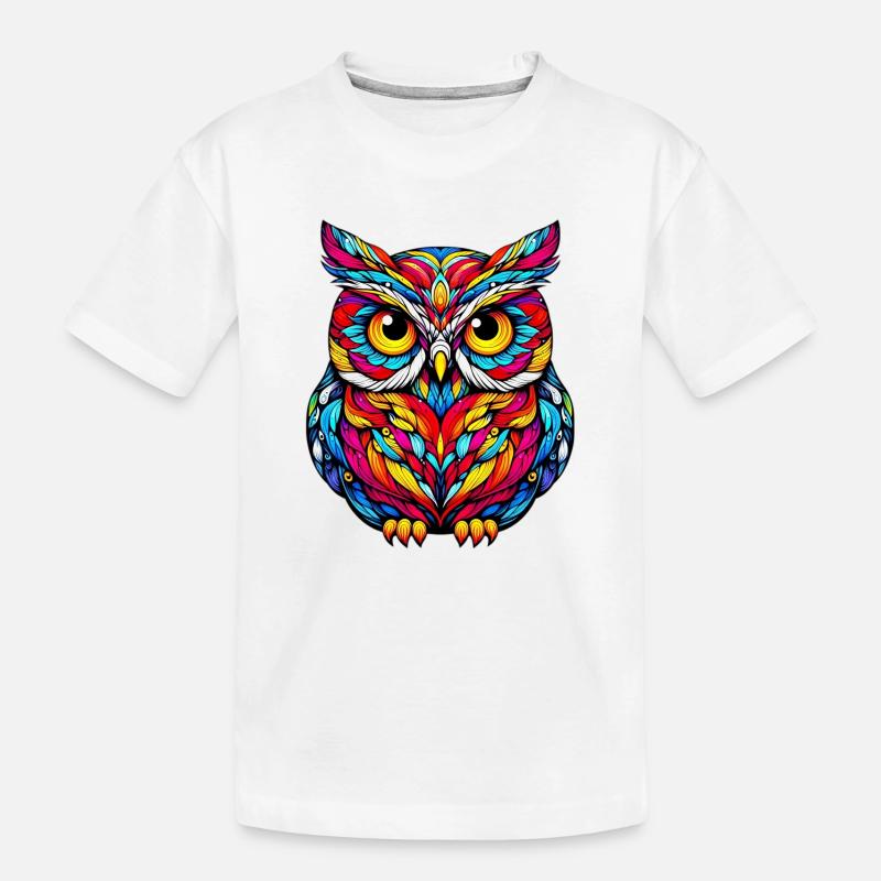 Eule - Kinder Premium Bio T-Shirt - Weiß