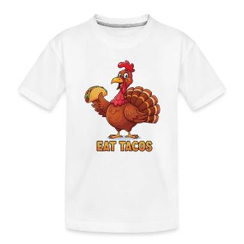 Manger des tacos Dessin animé Dinde - T-shirt bio Premium Enfant - blanc - Devant