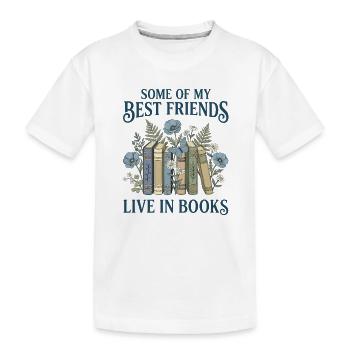 Buchliebhaber: Vintage: Botanische Freunde (Navy Text) - Kinder Premium Bio T-Shirt - Weiß - Vorne