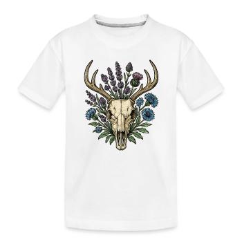 Os de cerf avec couronne de fleurs - T-shirt bio Premium Enfant - blanc - Devant