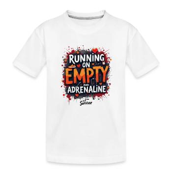 Laufend auf Leere und Adrenalin - Kinder Premium Bio T-Shirt - Weiß - Vorne