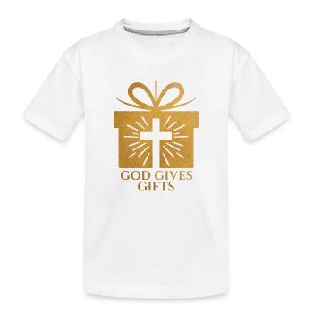 Dieu donne des cadeaux - couleur sable - T-shirt bio Premium Enfant - blanc - Devant