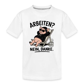 Entspanntes Schwein im Hoodie - Kinder Premium Bio T-Shirt - Weiß - Vorne
