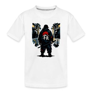 Ninja urbain avec Soleil Rouge - T-shirt bio Premium Enfant - blanc - Devant