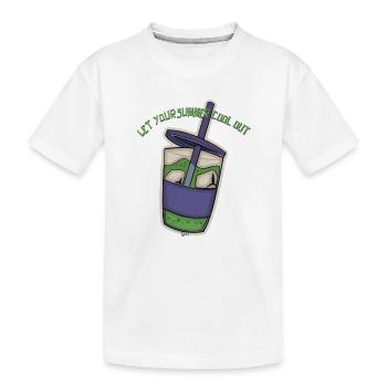 Sommerkühl-Drink Sticker - Kinder Premium Bio T-Shirt - Weiß - Vorne