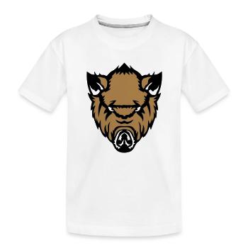 wild boar boar face fierce cartoo - Kids' Premium Organic T-Shirt - white - Front