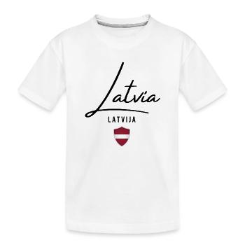 Lettische Flagge, Lettische Flagge - Kinder Premium Bio T-Shirt - Weiß - Vorne