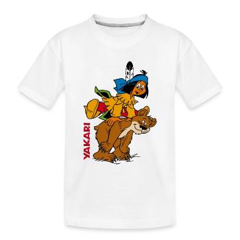 Yakari mit Bär - Kinder Premium Bio T-Shirt - Weiß - Vorne