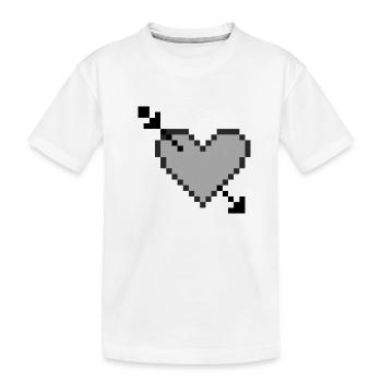 Pfeil durch Herz - S/W - Pixelart - Kinder Premium Bio T-Shirt - Weiß - Vorne