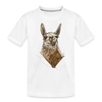 Lama - Kids' Premium Organic T-Shirt - white - Front