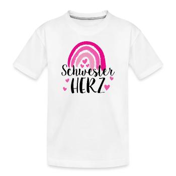 SCHWESTER HERZ - GESCHWISTER - Kinder Premium Bio T-Shirt - Weiß - Vorne
