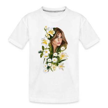 BELIA Illustration Woman with White Flowers - Kids' Premium Organic T-Shirt - white - Front