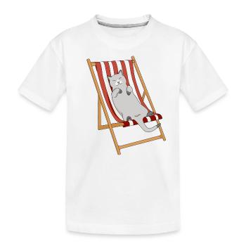 Chat paresseux en transat - T-shirt bio Premium Enfant - blanc - Devant