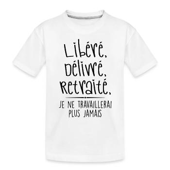 Released, Delivered, Retired | released delivers retirement - Kids' Premium Organic T-Shirt - white - Front