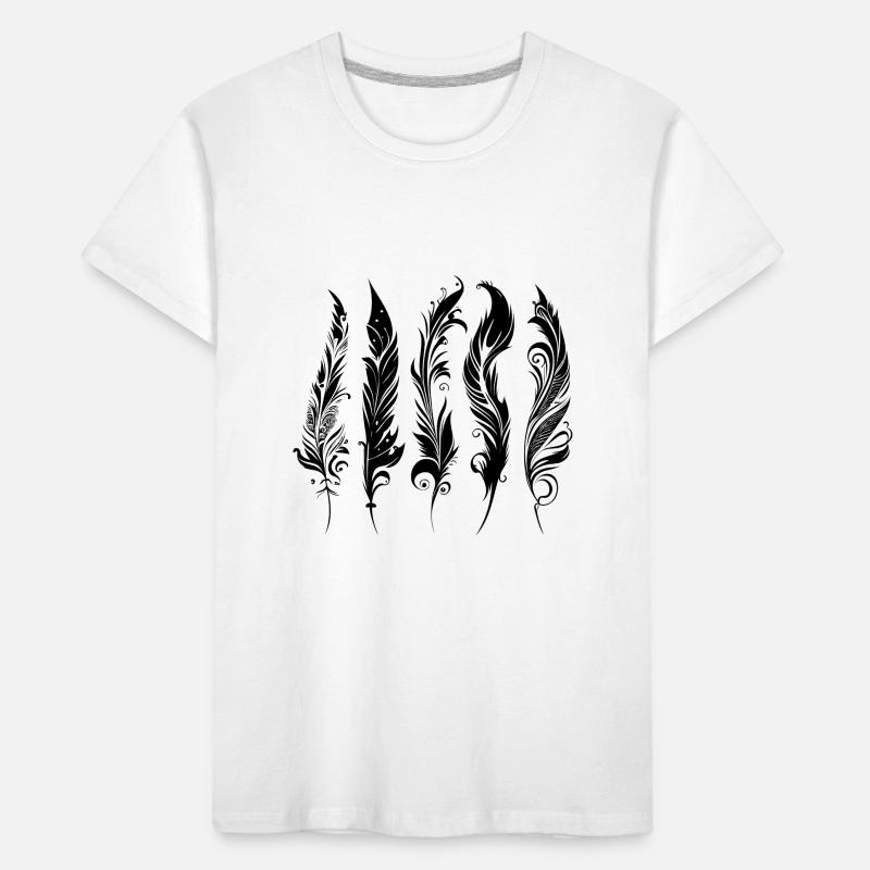 Feathers Boho Ethnic Style Pattern Tribal Indian Kids' Premium Organic T-Shirt
