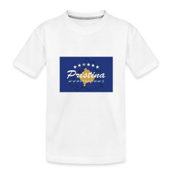 Pristina - Hauptstadt mit GPS & Flagge - Kinder Premium Bio T-Shirt - Weiß - Vorne