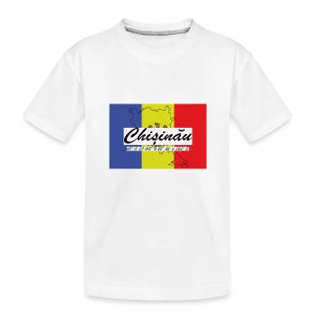 Chisinau - Hauptstadt mit GPS & Flagge - Kinder Premium Bio T-Shirt - Weiß - Vorne