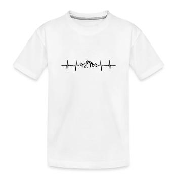 Herzschlag Berge Puls. Geschenk - Kinder Premium Bio T-Shirt - Weiß - Vorne