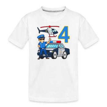 4 Geburtstag Polizei Auto 4 Jahre alt Polizist - Kinder Premium Bio T-Shirt - Weiß - Vorne