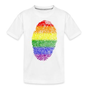 Rainbow LGBT Fingerprint - Kids' Premium Organic T-Shirt - white - Front