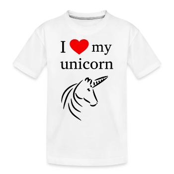 J'aime ma licorne / licorne - T-shirt bio Premium Enfant - blanc - Devant