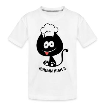 Chat gourmand ! Humour de chat toque cuisinier - T-shirt bio Premium Enfant - blanc - Devant