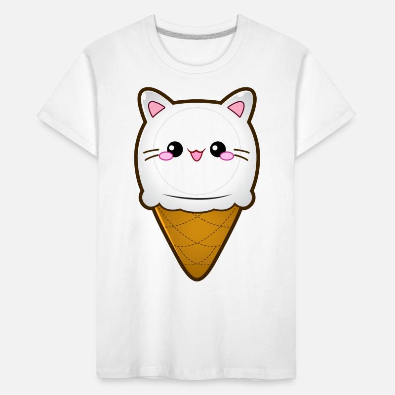 Ice Cream Cat Eiscreme Eis Katze Vanille Eiskugel Kinder Premium Bio T-Shirt