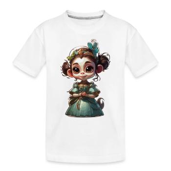 Singe mignon / Fille de singe / Mignon / noeud de cheveux - T-shirt bio Premium Enfant - blanc - Devant
