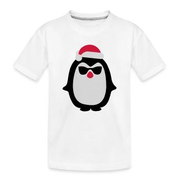 Weihnachtspinguin - Kinder Premium Bio T-Shirt - Weiß - Vorne