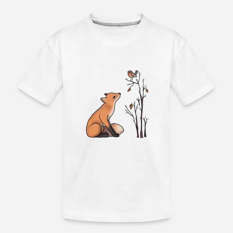Fuchs und Rotkehlchen - Kinder Premium Bio T-Shirt - Weiß