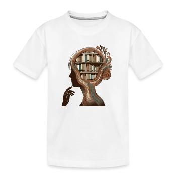 Tête de livres Illustration Pensée Connaissance - T-shirt bio Premium Enfant - blanc - Devant
