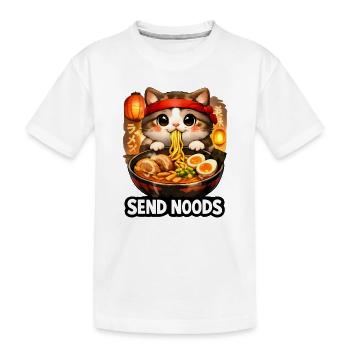 Ramen Cat Send Noods - Kids' Premium Organic T-Shirt - white - Front
